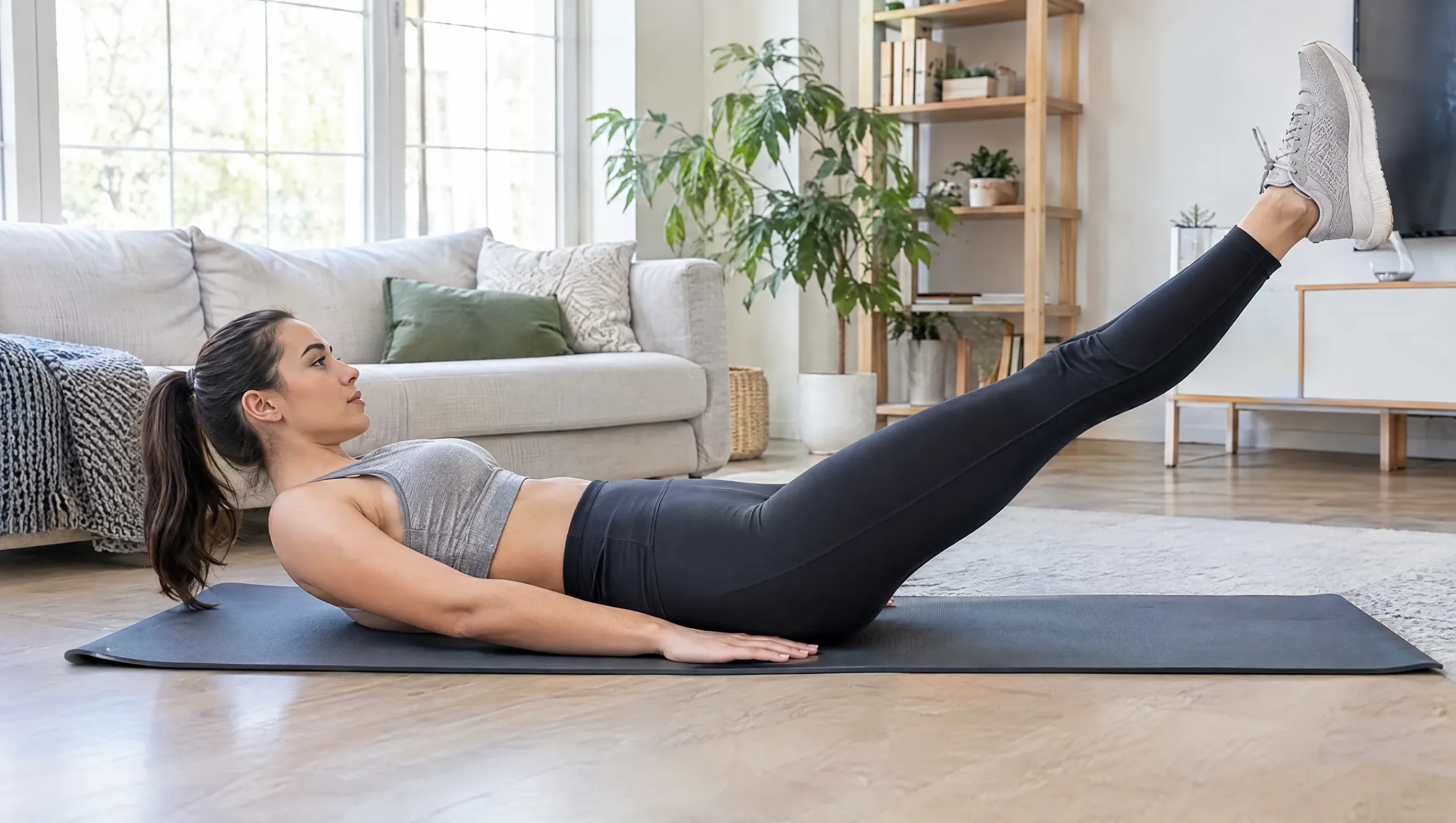 Straight leg raise exercise for knee pain rehabilitation at home
