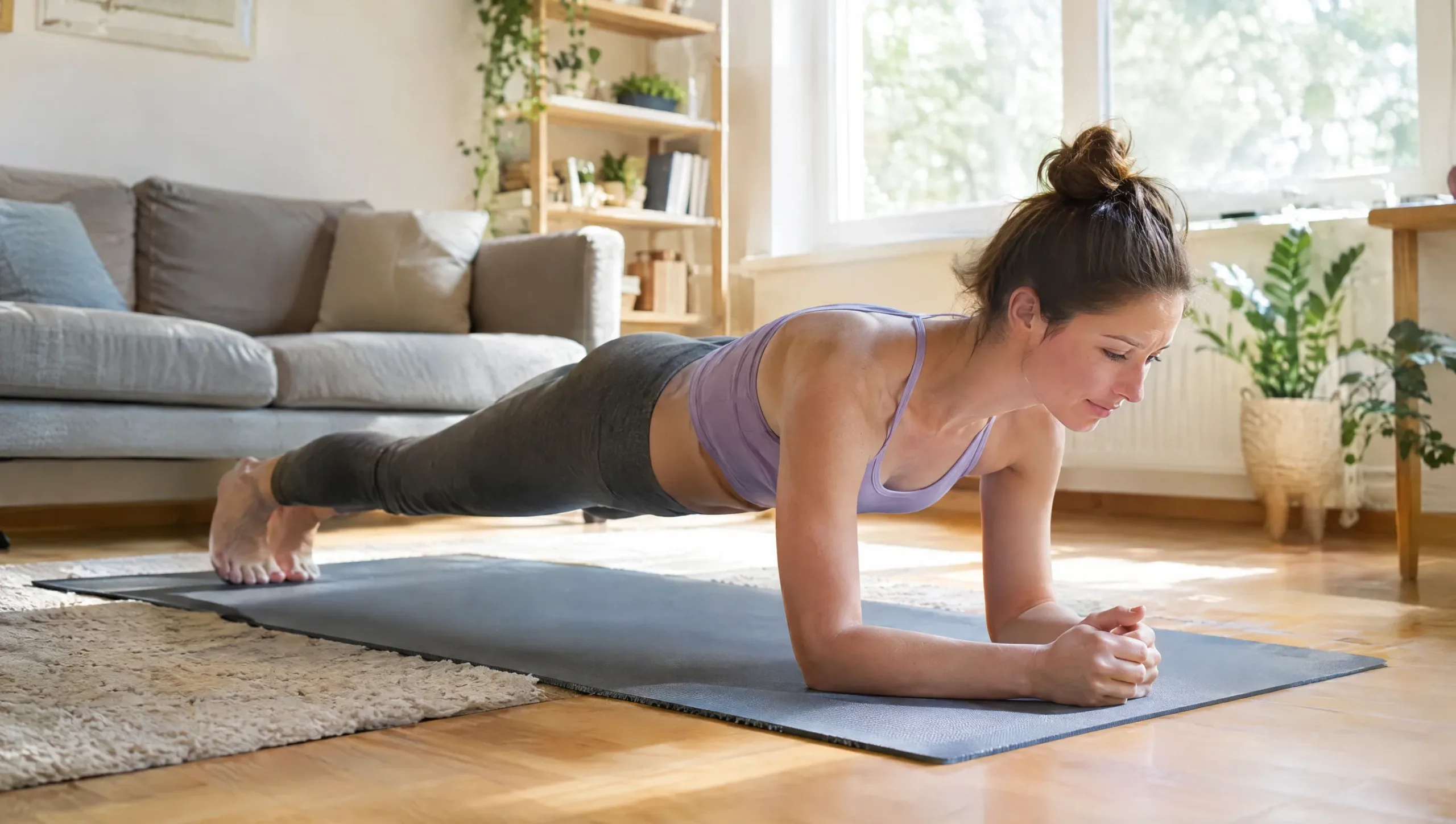 Person doing a core strengthening exercise at home for long-term back health