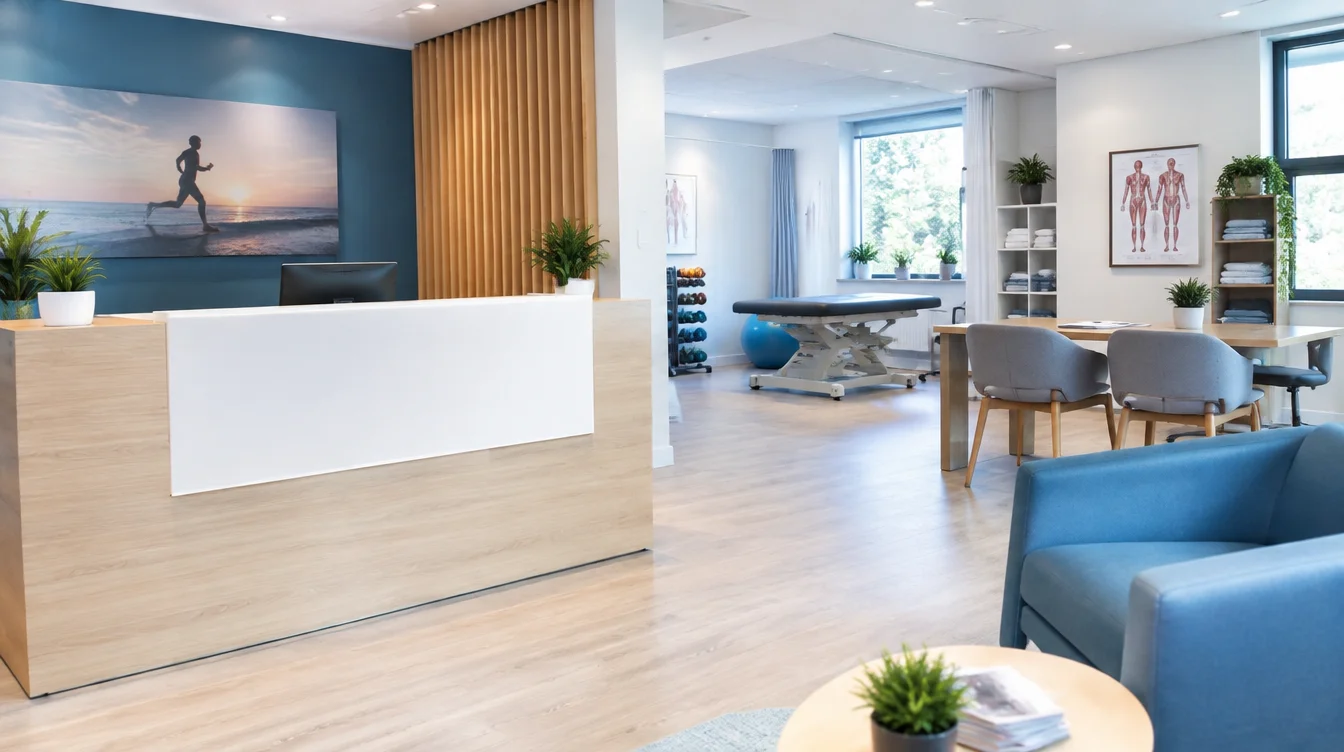 Welcoming physiotherapy clinic reception where patients ask carpal tunnel syndrome questions