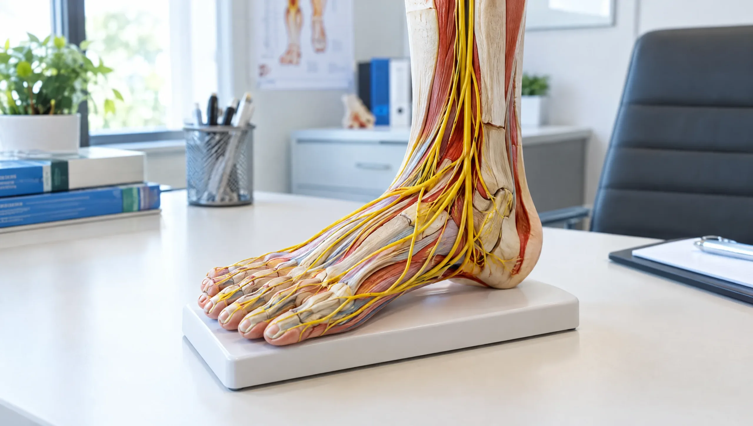 Anatomical foot and nerve model used to explain diabetic peripheral neuropathy