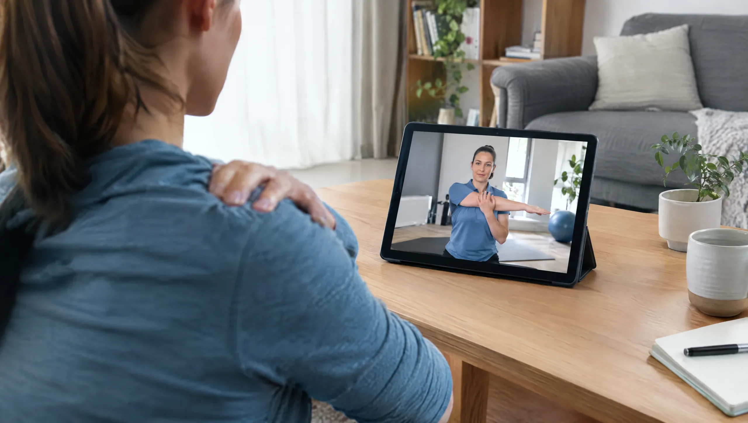 Step by step view of a typical telehealth physiotherapy appointment on video call