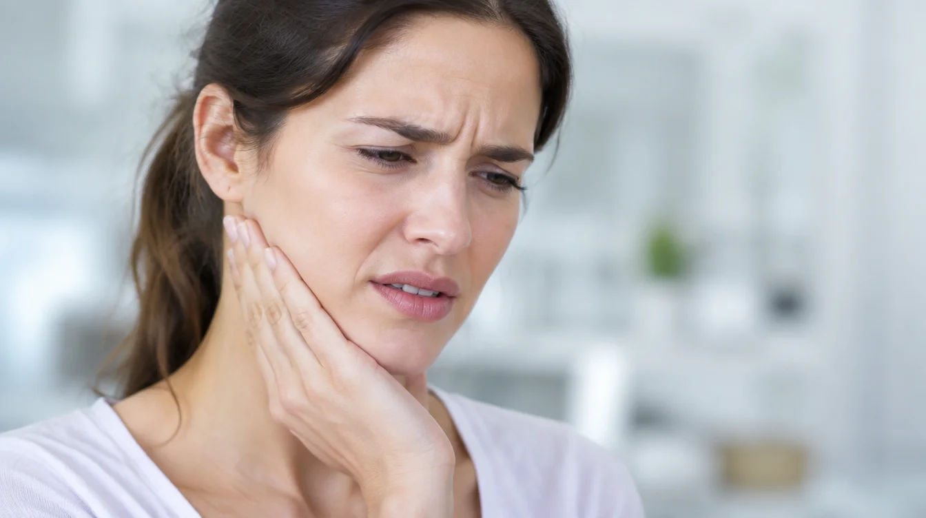 Close-up of jaw discomfort, a common TMJ dysfunction symptom
