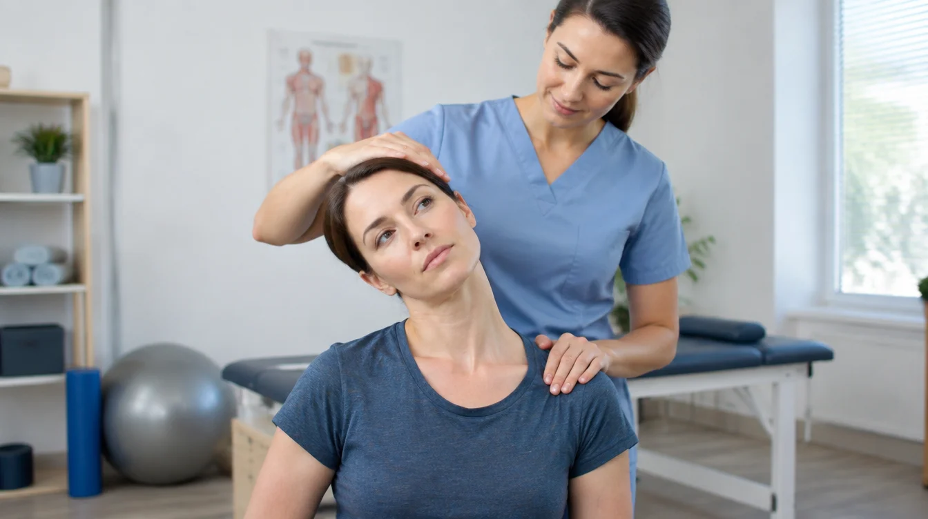 Physiotherapy exercise session for TMJ jaw mobility and stretching