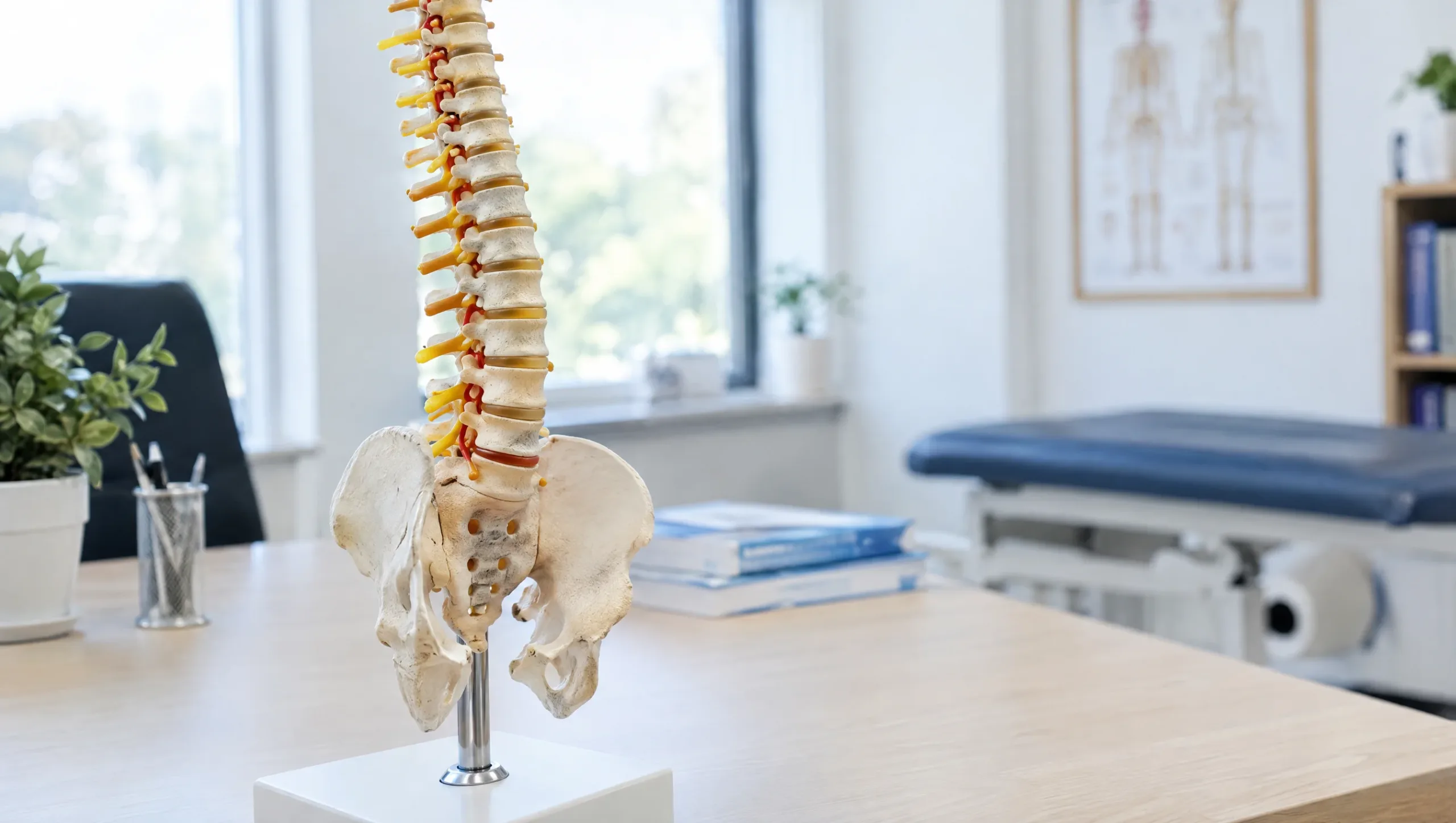 Anatomical spine model used to explain scoliosis in teenagers